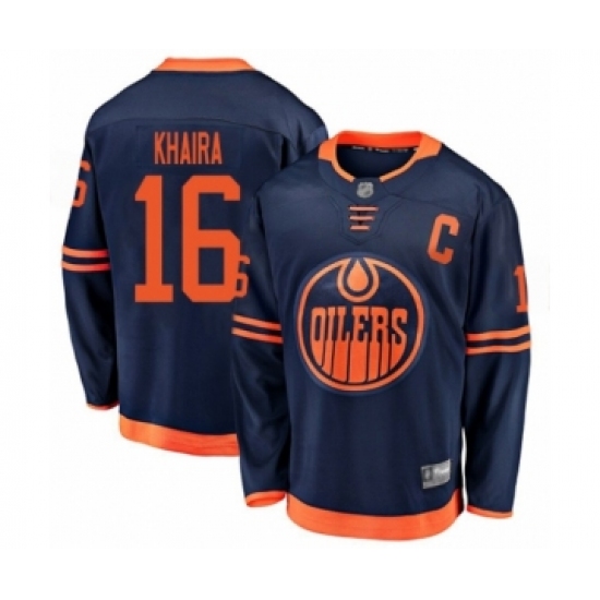 Men's Edmonton Oilers #16 Jujhar Khaira Authentic Navy Blue Alternate Fanatics Branded Breakaway Hockey Jersey - Ujersey