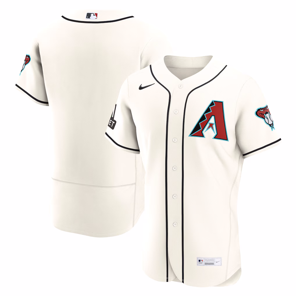 Men's Arizona Diamondbacks Nike Cream Home Sponsor Patch Authentic Jersey - Ujersey NHL