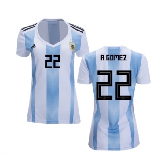 Women's Argentina #22 A.Gomez Home Soccer Country Jersey