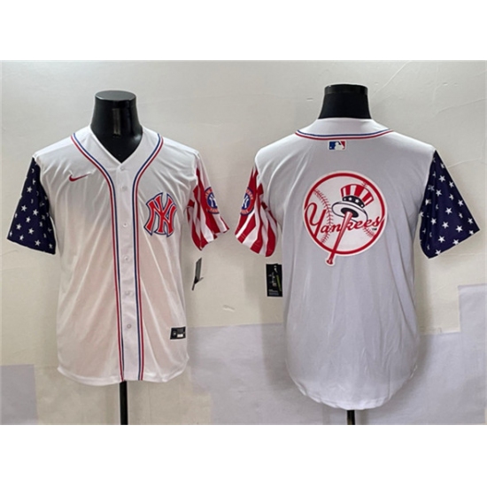 Men's New York Yankees Team Big Logo White American Style Limited Stitched Baseball Jersey - Ujersey