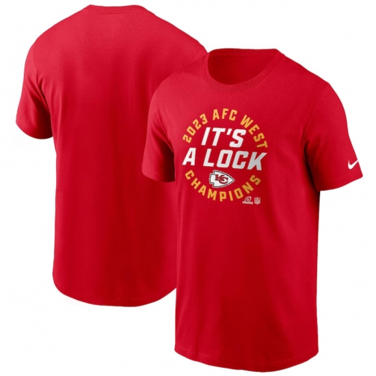 Men's Kansas City Chiefs Red 2023 AFC West Division Champions Locker Room Trophy Collection T-Shirt - Ujersey