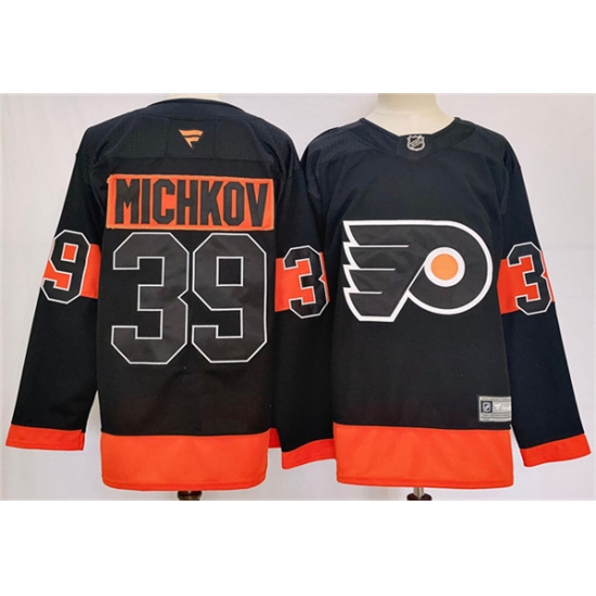 Men's Philadelphia Flyers #39 Matvei Michkov Black 2024 Stitched Jersey - Ujersey