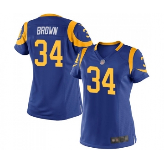 Women's Los Angeles Rams #34 Malcolm Brown Game Royal Blue Alternate Football Jersey - Ujersey