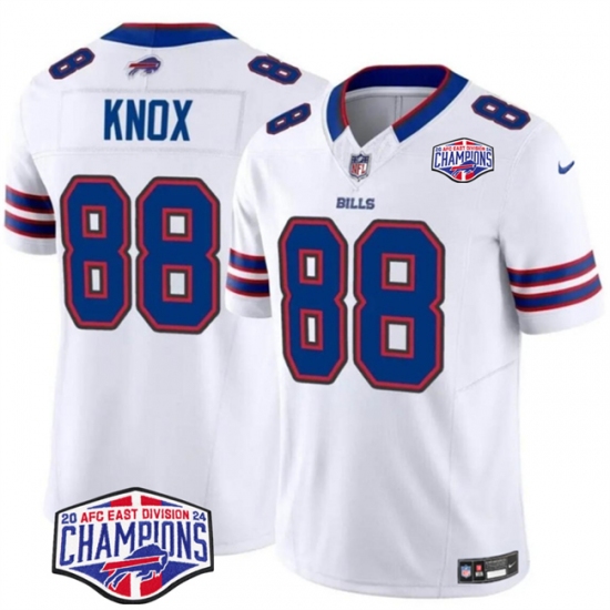 Men's Buffalo Bills #88 Dawson Knox White F.U.S.E. 2024 AFC East Division Champions Vapor Limited Stitched Football Jersey - Ujersey