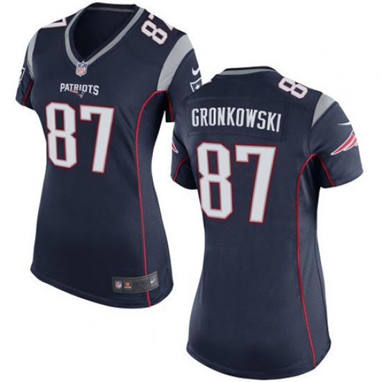 Women's Nike New England Patriots #87 Rob Gronkowski Game Navy Blue Team Color NFL Jersey - Ujersey