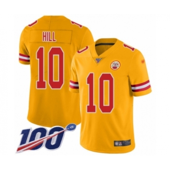 Youth Kansas City Chiefs #10 Tyreek Hill Limited Gold Inverted Legend 100th Season Football Jersey - Ujersey