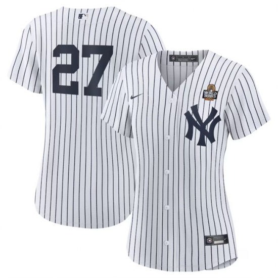 Women's New York Yankees #27 Giancarlo Stanton White 2024 World Series Cool Base Stitched Baseball Jersey(Run Small) - Ujersey