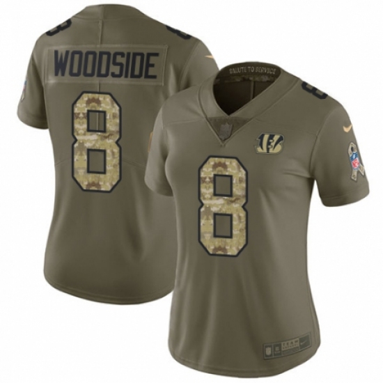 Women's Nike Cincinnati Bengals #8 Logan Woodside Limited Olive/Camo 2017 Salute to Service NFL Jersey - Ujersey
