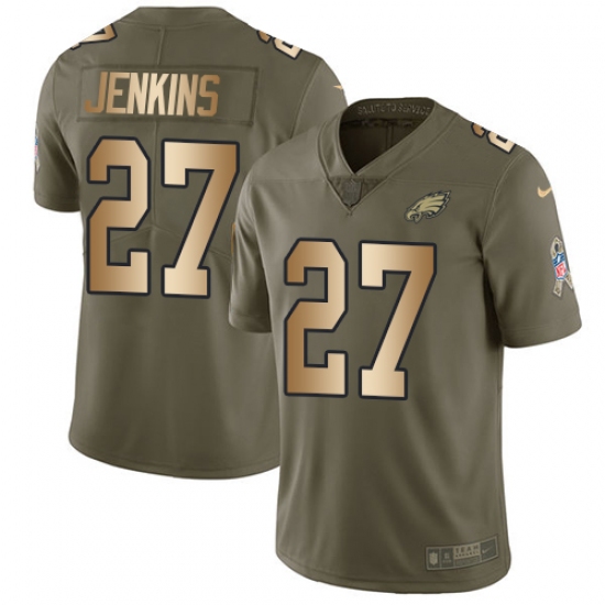 Youth Nike Philadelphia Eagles #27 Malcolm Jenkins Limited Olive/Gold 2017 Salute to Service NFL Jersey - Ujersey