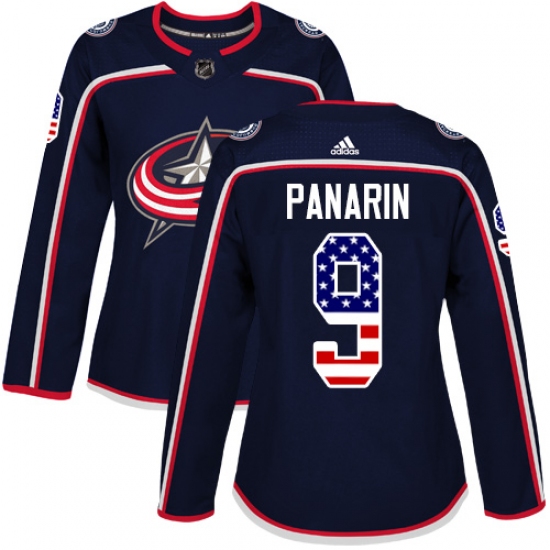 Women's Adidas Columbus Blue Jackets #9 Artemi Panarin Authentic Navy Blue USA Flag Fashion NHL Jersey - Ujersey
