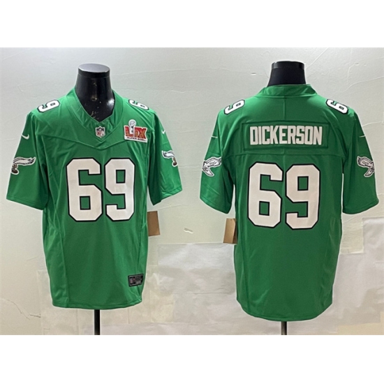 Men's Philadelphia Eagles #69 Landon Dickerson Green 2025 Super Bowl LIX F.U.S.E. Throwback Vapor Untouchable Limited Football Stitched Jersey - Ujersey