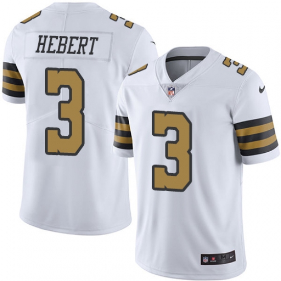 Men's Nike New Orleans Saints #3 Bobby Hebert Limited White Rush Vapor Untouchable NFL Jersey - Ujersey