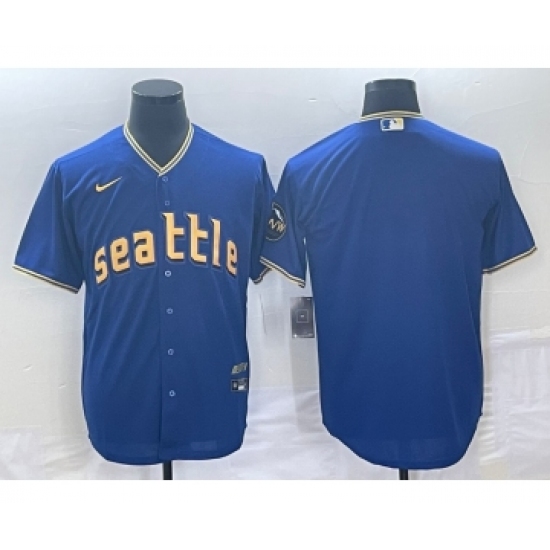 Men's Seattle Mariners Blank Blue 2023 City Connect Cool Base Stitched Jersey - Ujersey