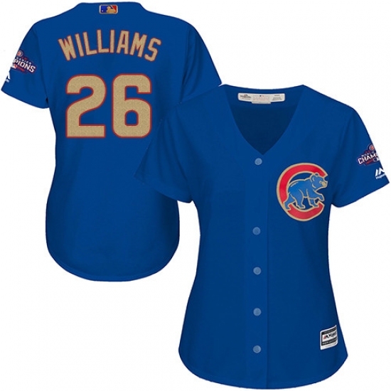 Women's Majestic Chicago Cubs #26 Billy Williams Authentic Royal Blue 2017 Gold Champion MLB Jersey - Ujersey
