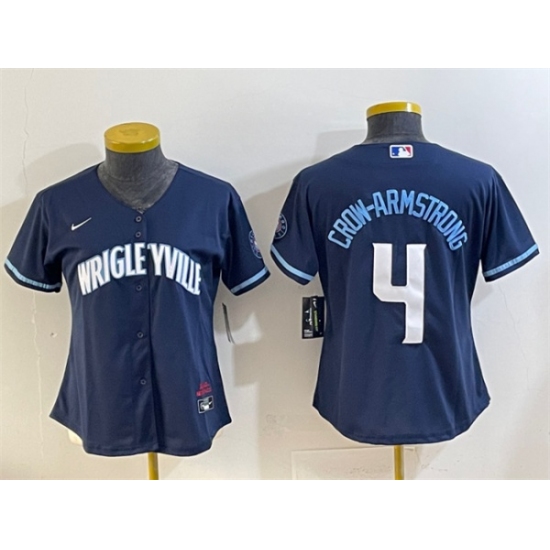 Youth Chicago Cubs #4 Pete Crow-Armstrong Navy City Connect Stitched Jersey - Ujersey