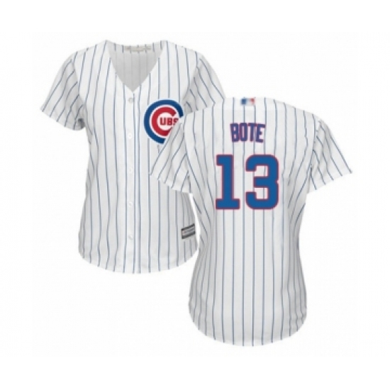 Women's Chicago Cubs #13 David Bote Authentic White Home Cool Base Baseball Player Jersey - Ujersey