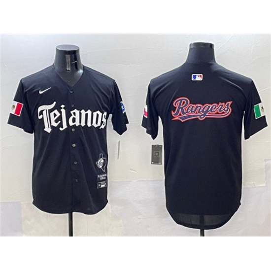 Men's Texas Rangers Team Big Logo Black Mexico 2025 Vapor Premier Limited Stitched Baseball Jersey - Ujersey