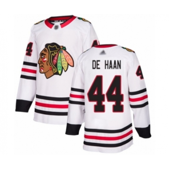Youth Chicago Blackhawks #44 Calvin De Haan Authentic White Away Hockey Jersey - Ujersey