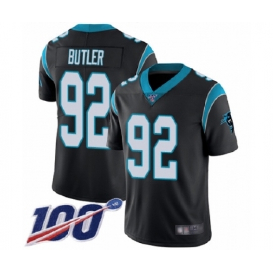 Men's Carolina Panthers #92 Vernon Butler Black Team Color Vapor Untouchable Limited Player 100th Season Football Jersey - Ujersey