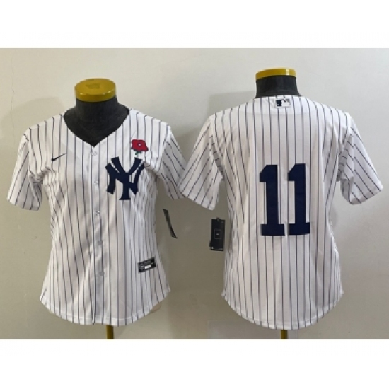 Women's New York Yankees #11 Anthony Volpe White Rose No Name Stitched Nike Cool Base Jersey - Ujersey