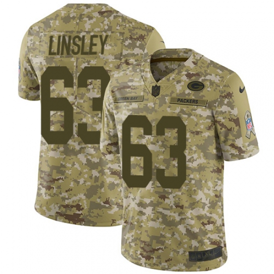Youth Nike Green Bay Packers #63 Corey Linsley Limited Camo 2018 Salute to Service NFL Jersey - Ujersey