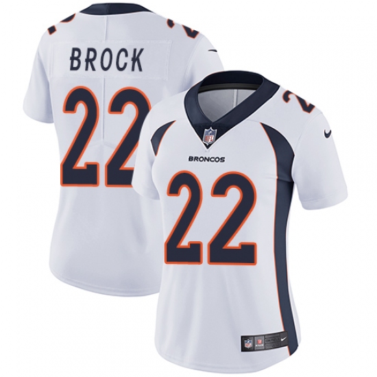 Women Nike Denver Broncos #22 Tramaine Brock White Vapor Untouchable Limited Player NFL Jersey - Ujersey