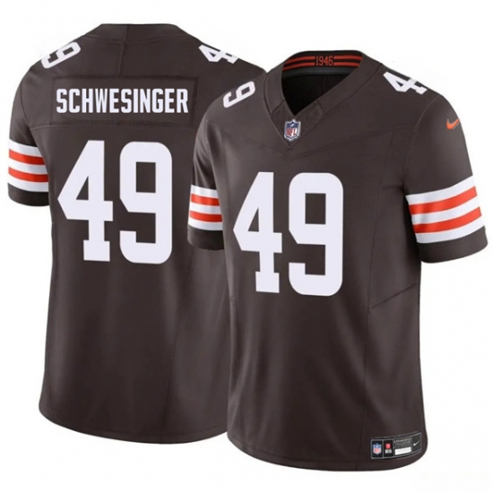 Men's Cleveland Browns #49 Carson Schwesinger Brown 2025 F.U.S.E. Vapor Limited Football Stitched Jersey - Ujersey