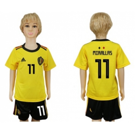 Belgium #11 Mirallas Away Kid Soccer Country Jersey