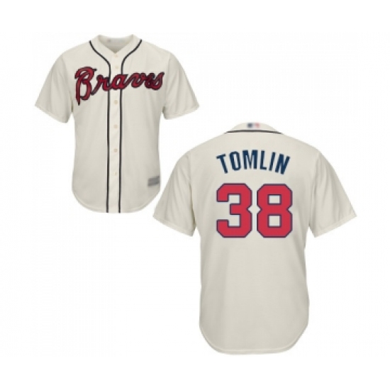 Men's Atlanta Braves #38 Josh Tomlin Replica Cream Alternate 2 Cool Base Baseball Jersey - Ujersey