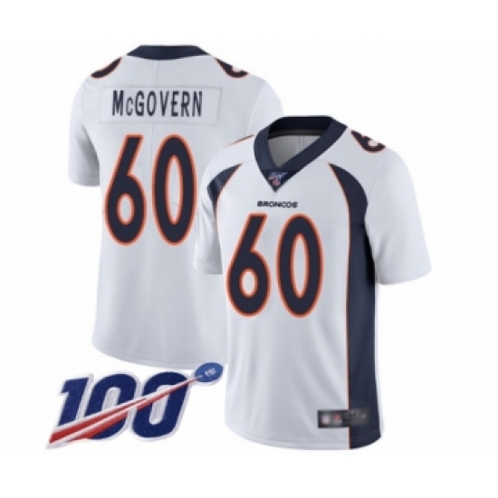 Men's Denver Broncos #60 Connor McGovern White Vapor Untouchable Limited Player 100th Season Football Jersey - Ujersey