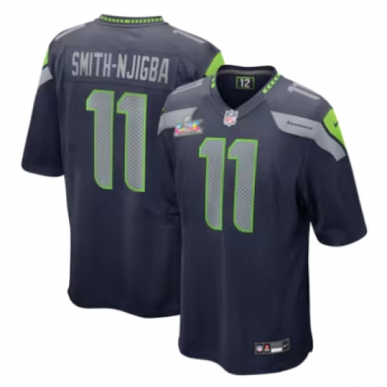 Men's Seattle Seahawks #11 Jaxon Smith-Njigba Navy Nike Super Bowl LX Tundra Fashion Game Jersey - Ujersey