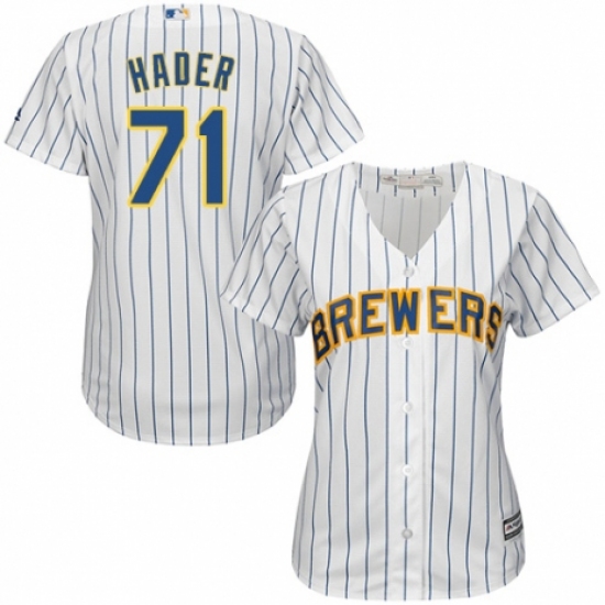 Women's Majestic Milwaukee Brewers #71 Josh Hader Replica White Home Cool Base MLB Jersey - Ujersey