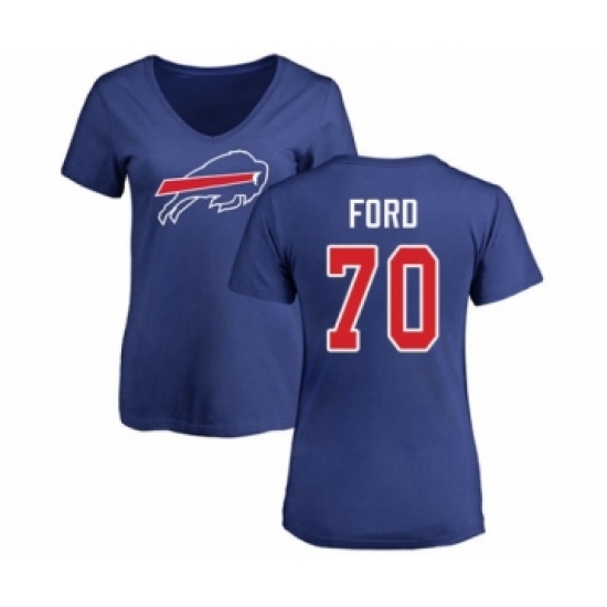 Football Women's Buffalo Bills #70 Cody Ford Royal Blue Name & Number Logo T-Shirt - Ujersey