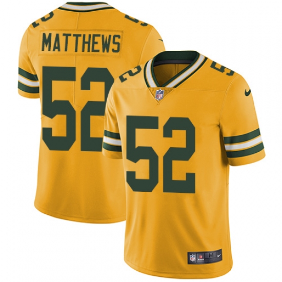 Youth Nike Green Bay Packers #52 Clay Matthews Limited Gold Rush Vapor Untouchable NFL Jersey - Ujersey