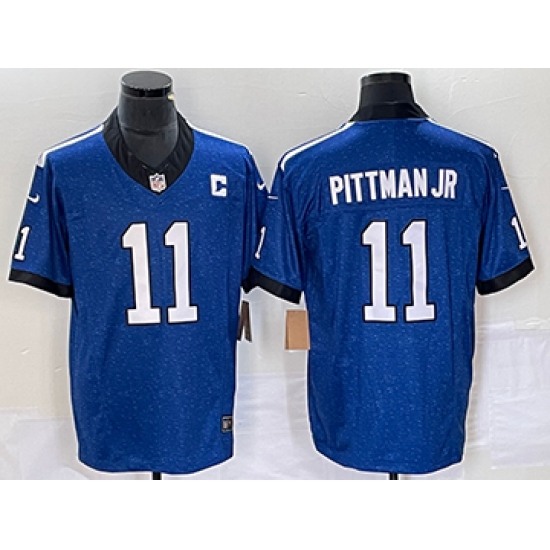 Men's Nike Indianapolis Colts #11 Michael Pittman Jr. Blue Royal Indiana Nights Alternate Limited Jersey - Ujersey