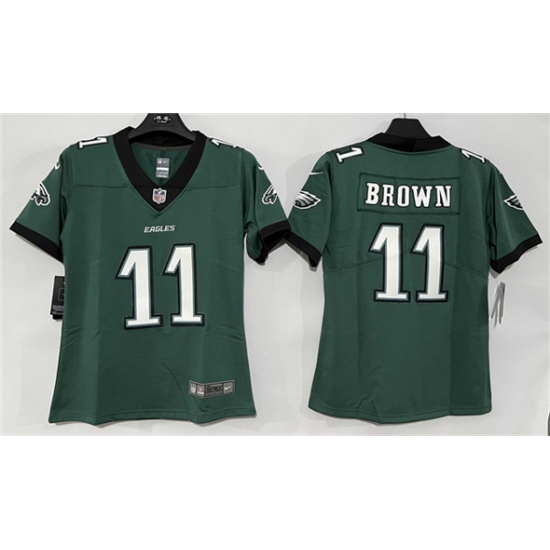 Women's Philadelphia Eagles #11 A. J. Brown Green New Vapor Untouchable Limited Football Stitched Jersey(Run Small) - Ujersey