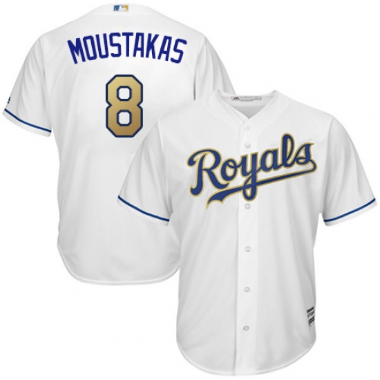 Youth Majestic Kansas City Royals #8 Mike Moustakas Authentic White Home Cool Base MLB Jersey - Ujersey