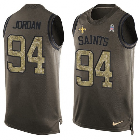 Men's Nike New Orleans Saints #94 Cameron Jordan Limited Green Salute to Service Tank Top NFL Jersey - Ujersey