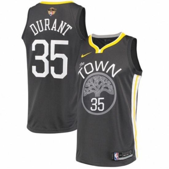 Youth Nike Golden State Warriors #35 Kevin Durant Swingman Black Alternate 2018 NBA Finals Bound NBA Jersey - Statement Edition - Ujersey