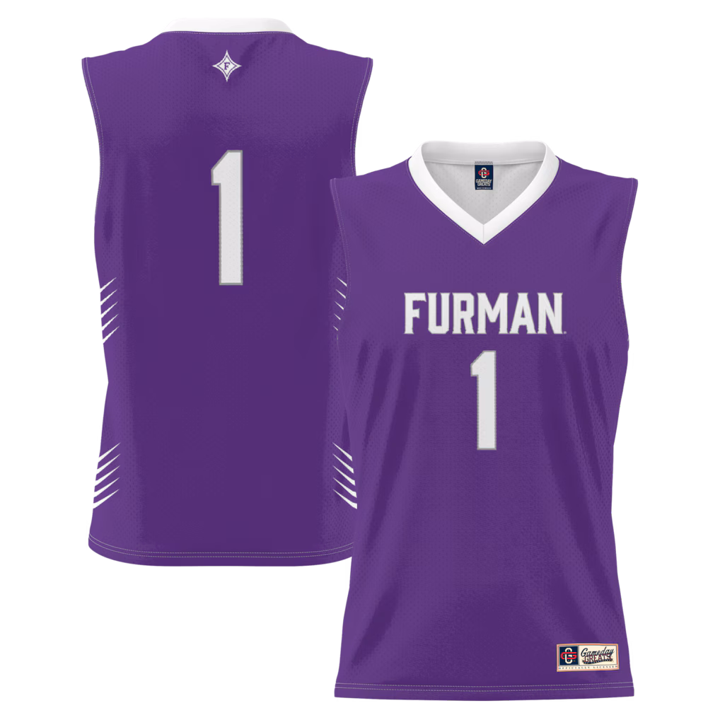 Youth GameDay Greats #1 Purple Furman Paladins Lightweight Basketball Jersey - SUjersey01