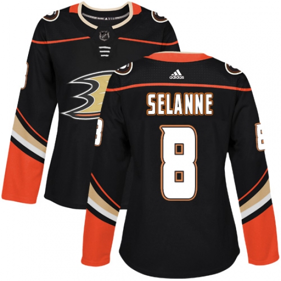 Women's Adidas Anaheim Ducks #8 Teemu Selanne Authentic Black Home NHL Jersey - Ujersey