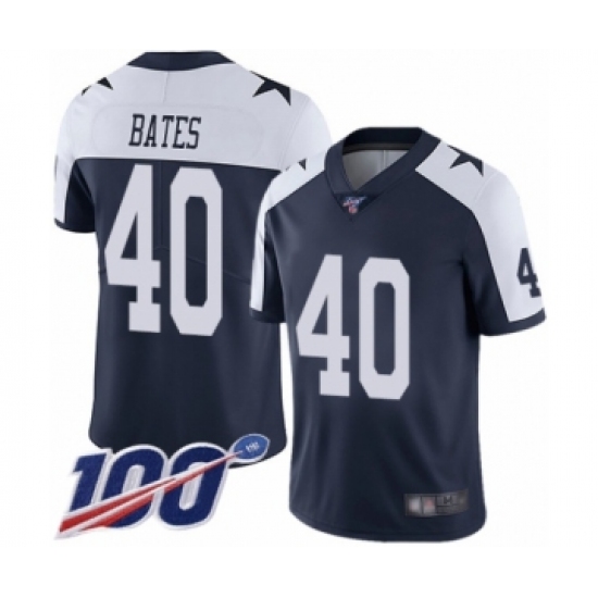 Men's Dallas Cowboys #40 Bill Bates Navy Blue Throwback Alternate Vapor Untouchable Limited Player 100th Season Football Jersey - Ujersey