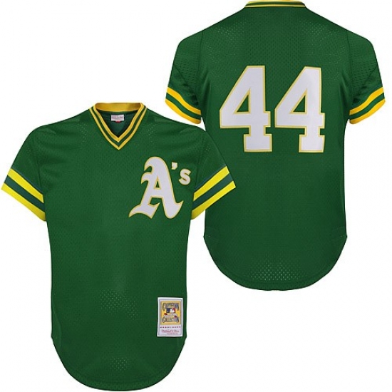 Men's Mitchell and Ness Oakland Athletics #34 Rollie Fingers Authentic Green Throwback MLB Jersey - Ujersey