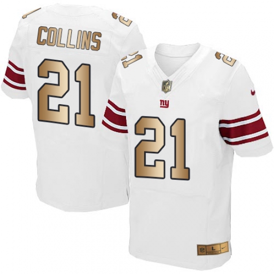 Men's Nike New York Giants #21 Landon Collins Elite White/Gold NFL Jersey - Ujersey