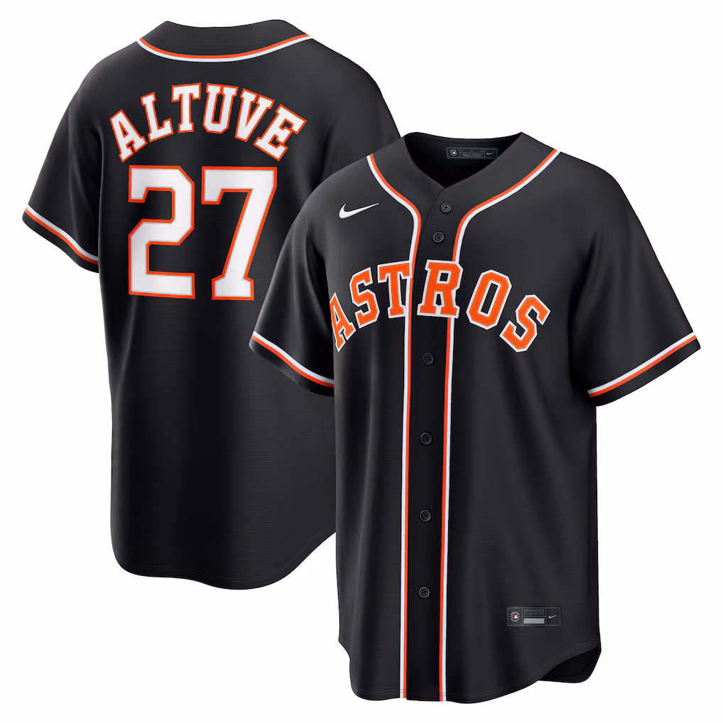Men's Houston Astros Jose Altuve Nike Fashion Replica Black Out Jersey - Vujersey Los Angeles Rams