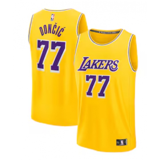 Men's Los Angeles Lakers #77 Luka Dončić Fanatics Gold Fast Break Replica Player Jersey - Ujersey