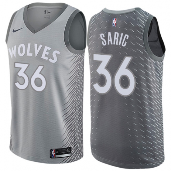 Men's Nike Minnesota Timberwolves #36 Dario Saric Swingman Gray NBA Jersey - City Edition - Ujersey