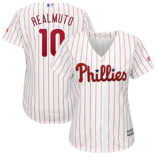Women's Philadelphia Phillies #10 JT Realmuto Majestic White Home Cool Base Player Jersey - Ujersey