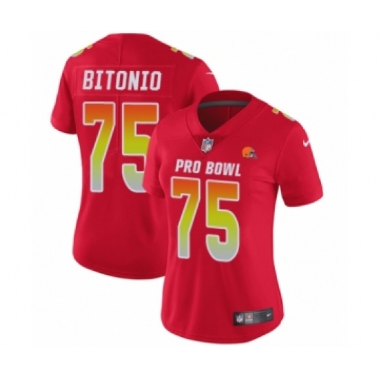 Women's Cleveland Browns #75 Joel Bitonio Limited Red AFC 2019 Pro Bowl Football Jersey - Ujersey