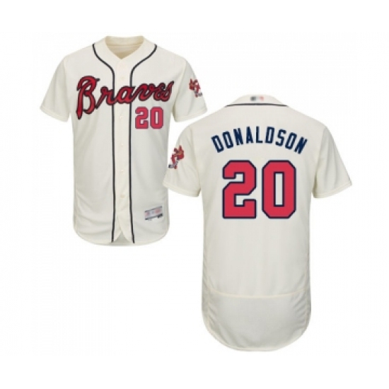 Men's Atlanta Braves #20 Josh Donaldson Cream Alternate Flex Base Authentic Collection Baseball Jersey - Ujersey